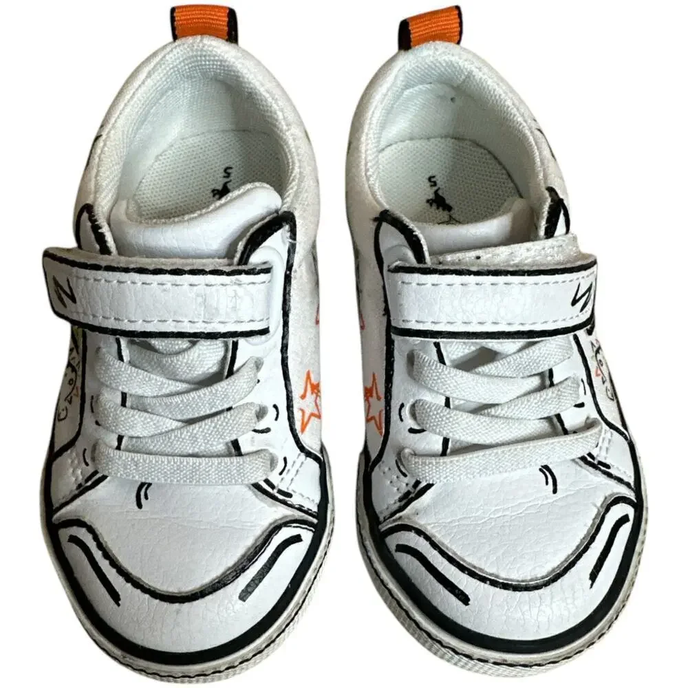 Next White Doodle Graffiti Ortholite Sneakers Toddler Unisex Size 6